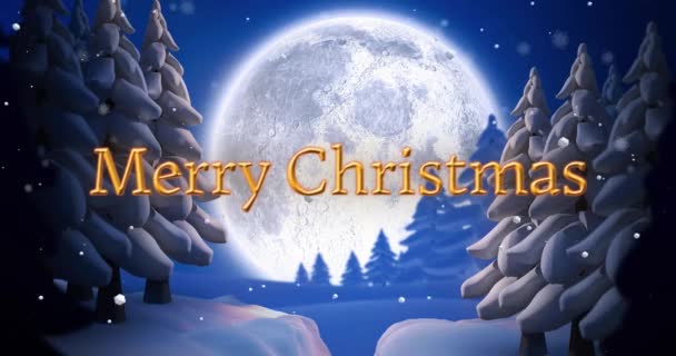 배경에서 즐거운 크리스마스 텍스트의 애니메이션 크리스마스 디지털 방식으로 비디오 — 비디오