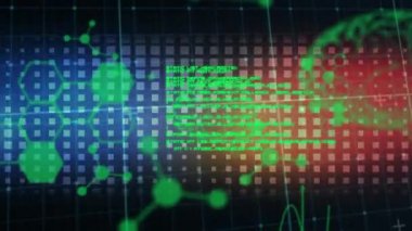 İnsan beyninin animasyonu ve şebeke üzerinde bilimsel veri işleme. Küresel bilim, bağlantılar, hesaplama ve veri işleme kavramı dijital olarak oluşturulmuş video.