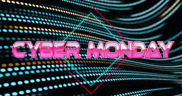 Animation Cyber Monday Text Neon Background Global Cyber Shopping Sales — Stock Video