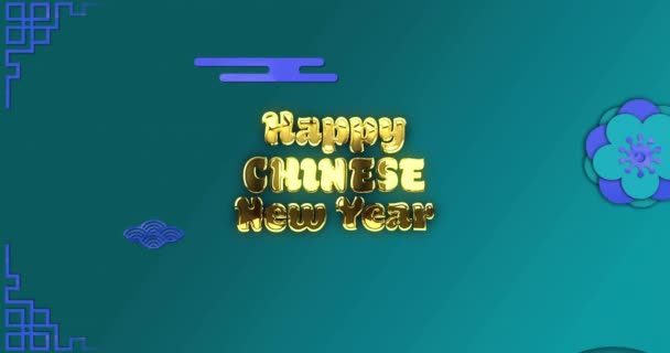 Animace Šťastný Čínský Nový Rok Textu Dračí Symbol Čínským Vzorem — Stock video