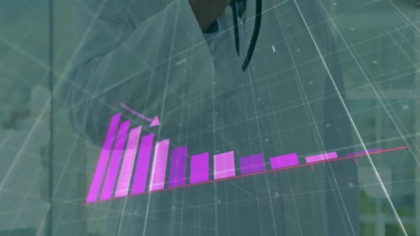 Animação Estatísticas Processamento Dados Financeiros Sobre Médico Feminino Caucasiano Conceito — Vídeo de Stock
