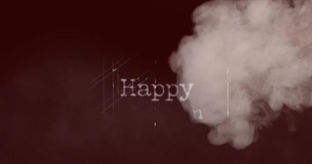 Анимация Баннера Счастливого Хэллоуина Над Дымом Сером Фоне Хэллоуин Праздник — стоковое видео