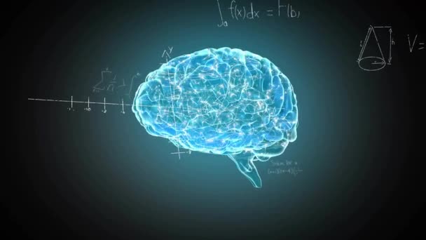 Animation Human Brain Mathematical Data Processing Global Science Computing Data — Stock Video