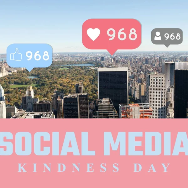 Social Media Freundlichkeit Tag Text Social Media Symbole Luftaufnahme Der — Stockfoto