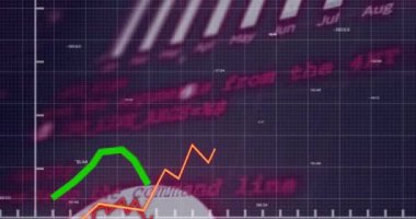 Mavi arkaplan ile ızgara ağı üzerinden istatistiksel veri işleme animasyonu. Bilgisayar arayüzü ve iş veri teknolojisi kavramı