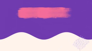 Mor zemin üzerinde pembe boya izi olan beyaz dalga deseni animasyonu. Dijital olarak üretilmiş, resim, sanat, yaratıcı, illüstrasyon, vektör ve soyut kavram.