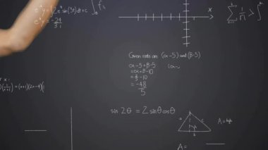 Kadın eli ve matematiksel veri işleme üzerinde beyni olan ampulün animasyonu. Küresel bilim, bilgisayar ve veri işleme kavramı dijital olarak oluşturulmuş video.