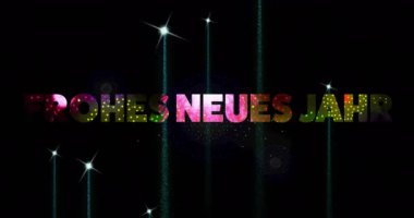 Somurtkan neues jahr metin ve siyah arkaplanda parlayan ışıkların animasyonu. Yeni yıl, yeni yıl arifesi, kutlama ve geleneksel konsept dijital olarak oluşturulmuş video.