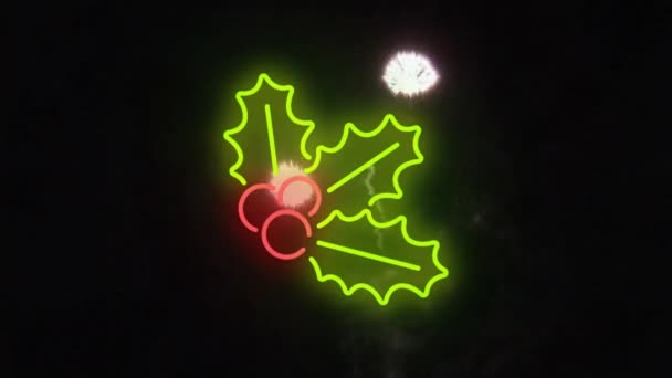 Animazione Neon Santo Sfondo Paesaggio Invernale Natale Tradizione Movimento Celebrativo — Video Stock