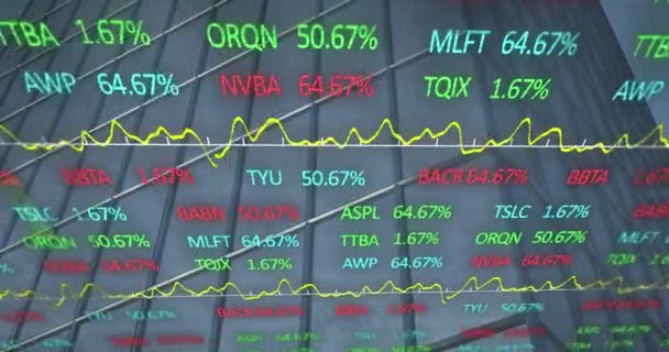 Animation Stock Market Data Processing Tall Building Global Economy Business — Vídeos de Stock