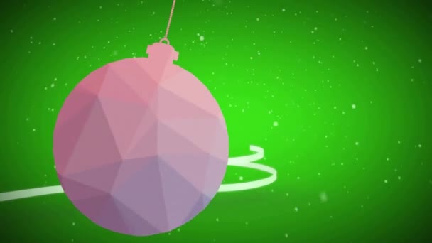 Animace Visící Cetky Linie Tvořící Vánoční Stromek Sníh Přes Zelené — Stock video