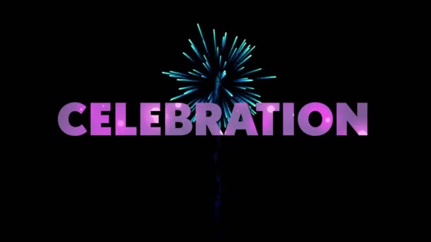 黒い背景にテキストや花火を祝うアニメーション 大晦日 お祝い 伝統的なコンセプトがデジタル生成されたビデオ — ストック動画