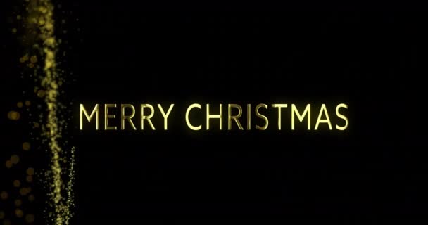 Animáció Boldog Karácsonyi Szöveg Világos Nyomvonal Fekete Háttér Karácsony Hagyomány — Stock videók