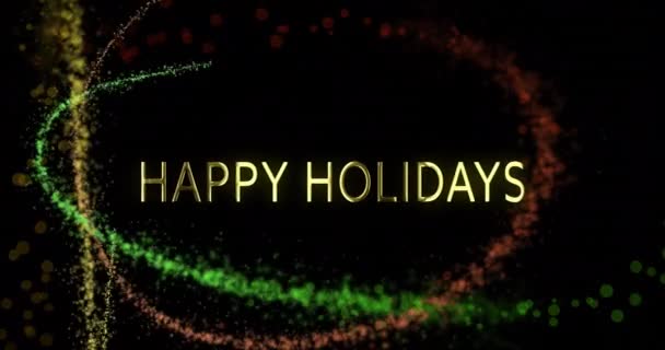 Animazione Allegre Vacanze Testo Sentieri Leggeri Sfondo Nero Natale Tradizione — Video Stock