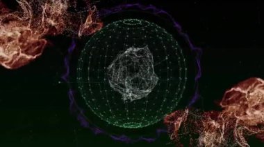 Siyah arka planda pembe parlak izler üzerinde hareket eden dairelerin animasyonu. Renk, desen, hareket ve tekrarlama konsepti dijital olarak oluşturulmuş video.