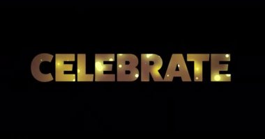 Kutlama metninin animasyonu ve siyah arkaplanda parlayan ışıklar. Yeni yıl, yeni yıl arifesi, kutlama ve geleneksel konsept dijital olarak oluşturulmuş video.