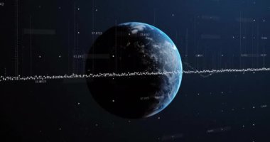 Siyah arka planda değişen sayılarla birden fazla grafiğin animasyonu. Dijital olarak üretilen hologram, illüstrasyon, rapor, iş dünyası, büyüme ve küreselleşme kavramı.