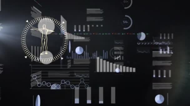 Animation Der Menschlichen Darstellung Kreis Graphik Und Trading Board Auf — Stockvideo
