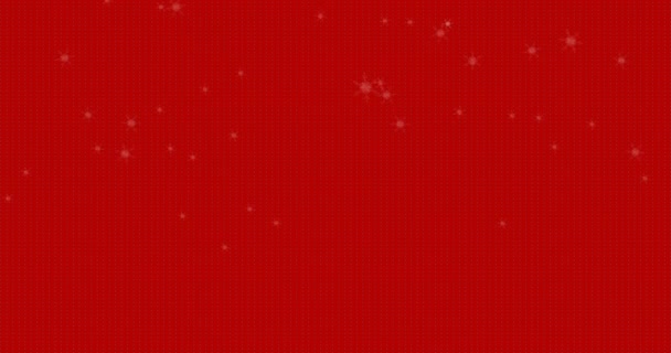 在红色背景下 雪落在甘蔗上的动画和冬季的礼物 圣诞庆典和庆祝活动的概念 — 图库视频影像