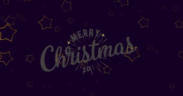 Mutlu Noeller 2021 Animasyonu Altın Yıldızların Düşüşüne Karşı Havai Fişeklerin — Stok video