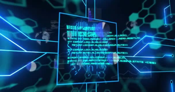 Animação Biométrica Com Linguagem Computacional Hexágonos Globo Gráficos Gerada Digitalmente — Vídeo de Stock