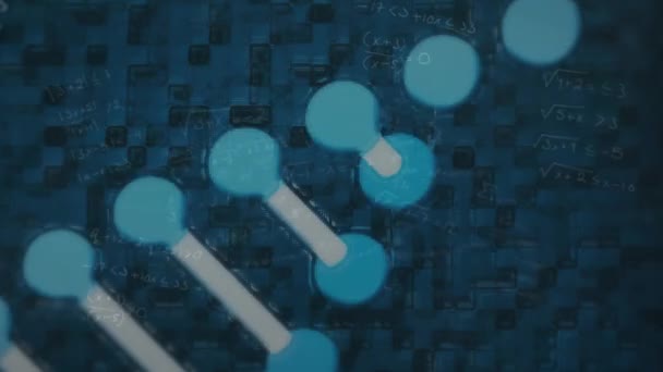 Animation Von Dna Strang Und Datenverarbeitung Auf Dunklem Hintergrund Globale — Stockvideo