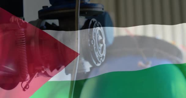 Animace Olejové Dýmky Nad Palestinskou Vlajkou Palestina Izrael Conflickt Finance — Stock video
