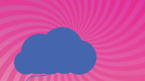 Animación Nubes Azules Con Iconos Aplicaciones Móviles Sobre Fondo Rayado — Vídeo de stock