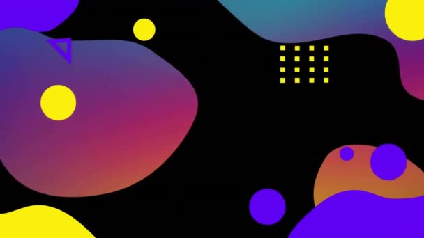 Анимация Кругов Квадратов Разноцветного Абстрактного Рисунка Черном Фоне Цифровая Генерация — стоковое видео