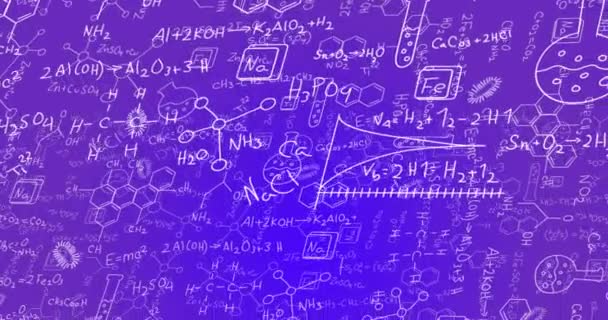 Анімація Іконок Наукової Концепції Математичних Рівнянь Фоні Синього Градієнта Концепція — стокове відео