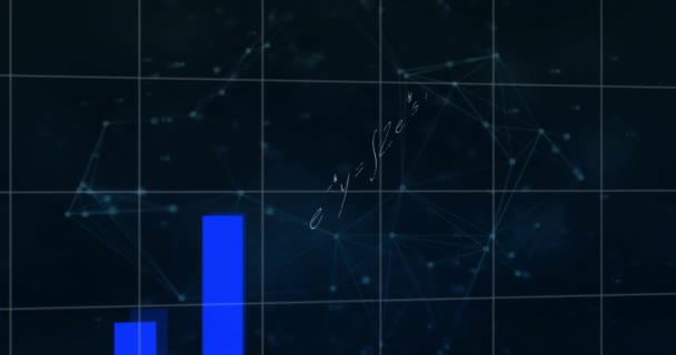 Animação Gráficos Mapas Somas Matemáticas Sobre Fundo Preto Gerado Digitalmente — Vídeo de Stock