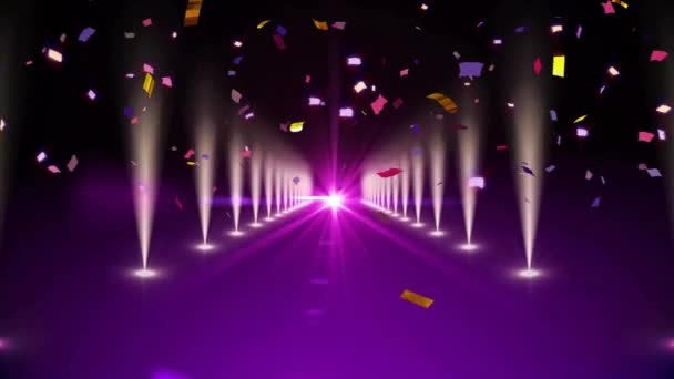 Animatie Van Confetti Spots Zwarte Achtergrond Nieuwjaar Nieuwjaarsavond Feest Traditie — Stockvideo