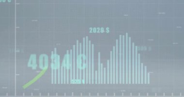 Ampul üzerinde finansal veri işleme animasyonu. Küresel çevre, finans, iş, bağlantılar, hesaplama ve veri işleme kavramı dijital olarak oluşturulmuş video.