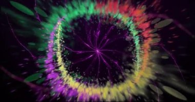 Renkli ışık yollarının ve siyah arkaplandaki lekelerin animasyonu. Soyut arkaplan, ışık ve hareket kavramı dijital olarak oluşturulmuş video.