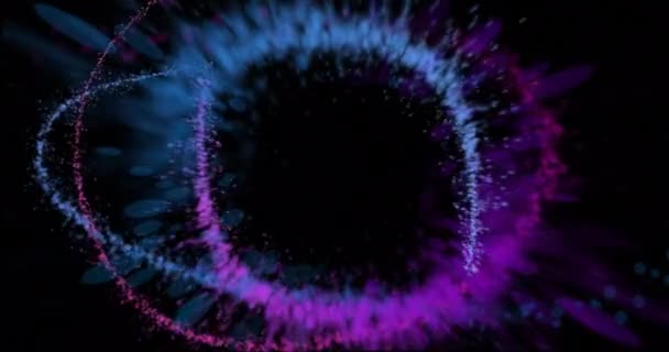 Animatie Van Kleurrijke Lichtpaden Vlekken Die Cirkels Vormen Zwarte Achtergrond — Stockvideo