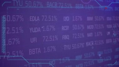 İkili kodların animasyonu, bilgisayar dili ve soyut arkaplan üzerinden borsa. Dijital olarak üretilmiş, hologram, iletişim, kodlama, programlama dili, borsa, teknoloji kavramı.