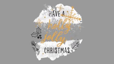 Gri arka planda kar taneleri üzerine çobanpüskülü neşeli bir Noel mesajı. Noel, gelenek ve kutlama konsepti dijital olarak oluşturuldu.