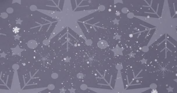 圣诞节的时候 雪花飘扬在灰色背景上的动画 圣诞节 传统和庆祝概念数字制作的录像 — 图库视频影像