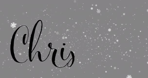 Анімація Різдвяного Тексту Над Сніжинками Сірому Фоні Різдво Традиція Концепція — стокове відео