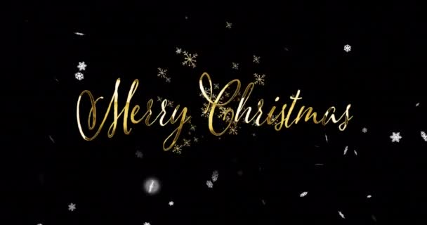 在黑色背景的雪花之上 欢乐的圣诞祝福的动画 圣诞节 传统和庆祝概念数字制作的录像 — 图库视频影像