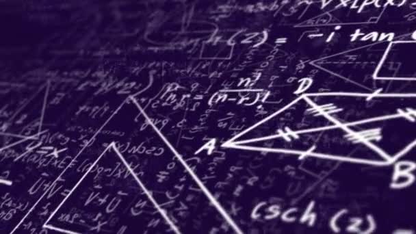 Анімація Математичних Рівнянь Діаграм Чорному Тлі Цифрове Створення Голограма Ілюстрація — стокове відео