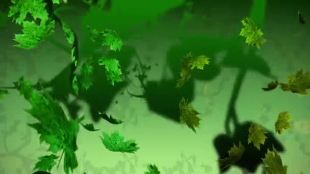 Animation Green Leaves Blowing Growing Plants Green Background Nature Season — Stock Video