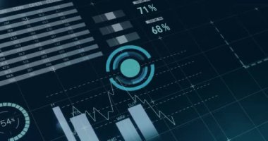 Dünya haritası üzerinde veri işleme animasyonu. Küresel finans, iş, bağlantılar, hesaplama ve veri işleme kavramı dijital olarak oluşturulmuş video.