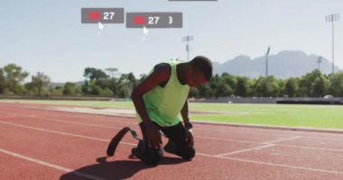 Sosyal medya simgelerinin protez bacaklı Afro-Amerikan bir adam üzerinde canlandırılması yolunda gidiyor. Sosyal medya ağı, fitness ve engellilik kavramı