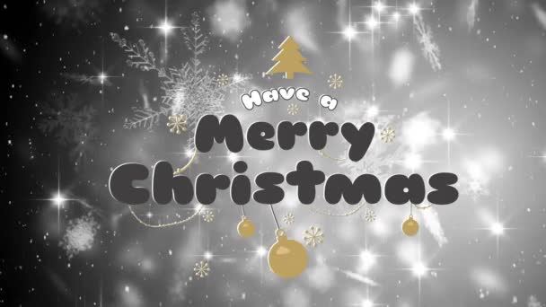Kış Manzarasına Düşen Mutlu Bir Noel Mesajı Kar Animasyonu Noel — Stok video