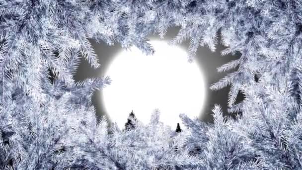 Animación Santa Claus Trineo Ramas Árboles Sobre Paisaje Invernal Navidad — Vídeo de stock