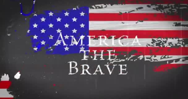 Animation Amerika Den Modiga Texten Banner Mot Usa Flagga Design — Stockvideo