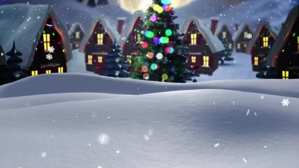 Анімація Снігу Падає Зимові Пейзажі Різдво Святкування Святкування Концепція Традицій — стокове відео