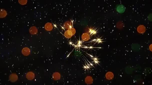 Animación Luces Brillantes Parpadeantes Sobre Fondo Negro Navidad Festividad Celebración — Vídeo de stock