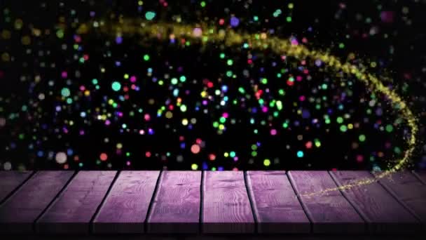 Kayan Yıldızın Animasyonu Siyah Arkaplanda Parlayan Işık Noktaları Noel Şenlik — Stok video
